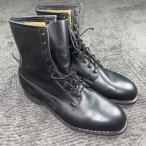 1975 Addison Shoe Co US Army Combat Boots 12W Black Leather Military Vietnam Era